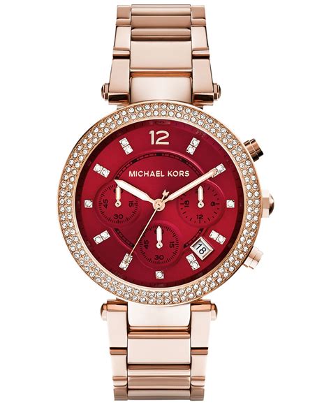 michael kors rose gold womens watch macys|rose gold mk watch women's.